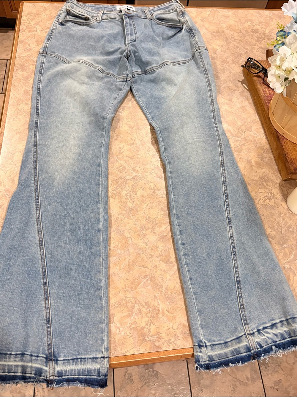Fashion Nova Light Wash Stretch Flare Jeans